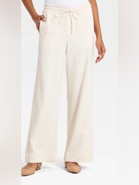 NWT Women's Effortless Pull-On Pants - A New Day™ Cream XL